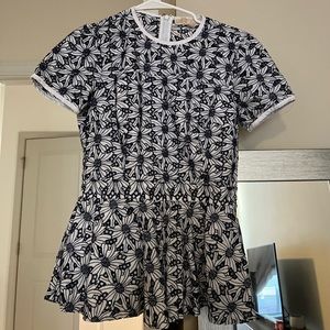 Michael Kors Blue and White Floral Top